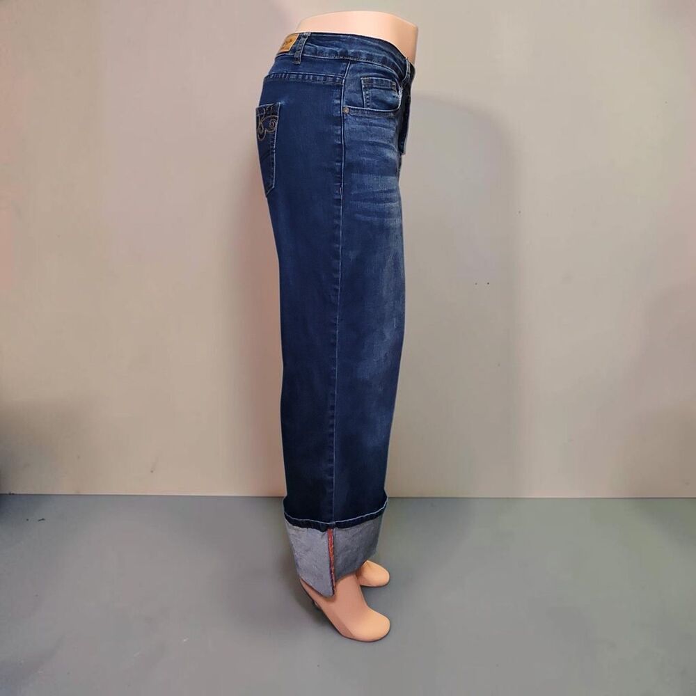 Suzanne Betro Jeans sz 18 Wide Crop High Water Red Stitch - Picture 4 of 11